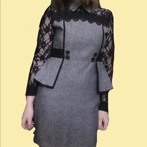 Collared Peplum Lace Dress